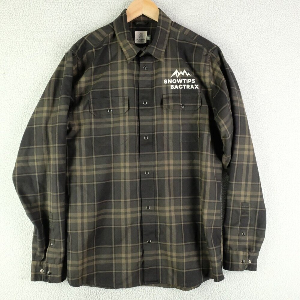 Flylow Shirt Mens Extra Large Green Plaid Pearl Snap Long Sleeve Outdoor